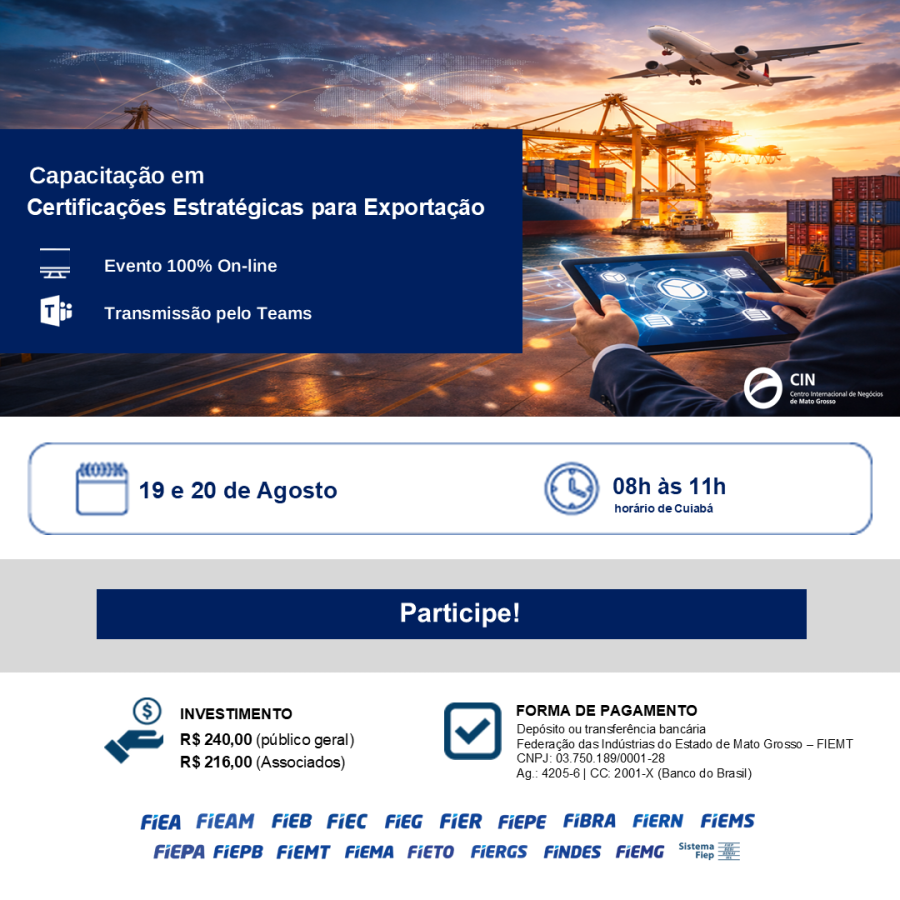 Capacitação sobre Certificações Estratégicas para Exportação